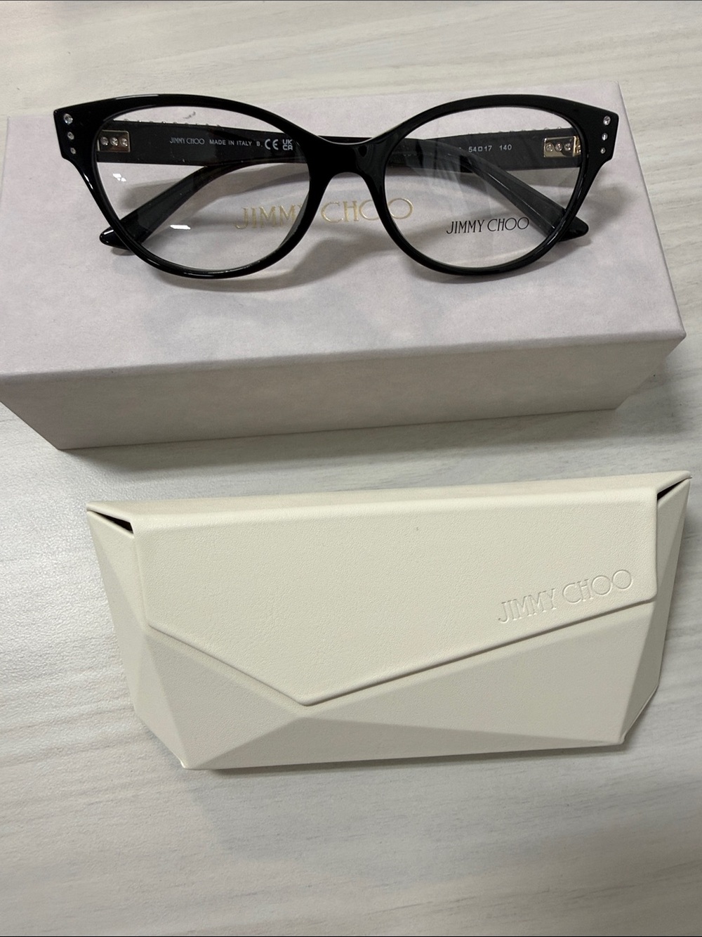 Jimmy Choo Black Cat-Eye Eyeglasses with Crystal Accents jc3003BU